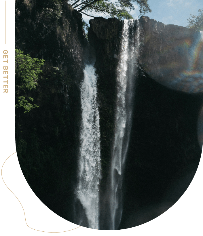 Waterfall reflecting the steady flow of healing and growth through therapy.