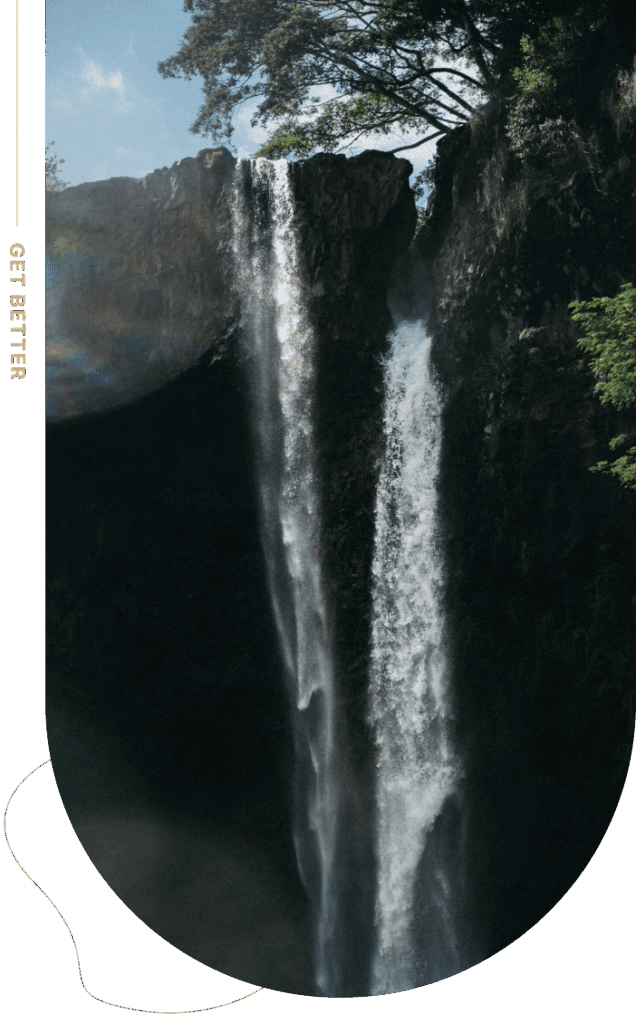 Waterfall reflecting the steady flow of healing and growth through therapy.